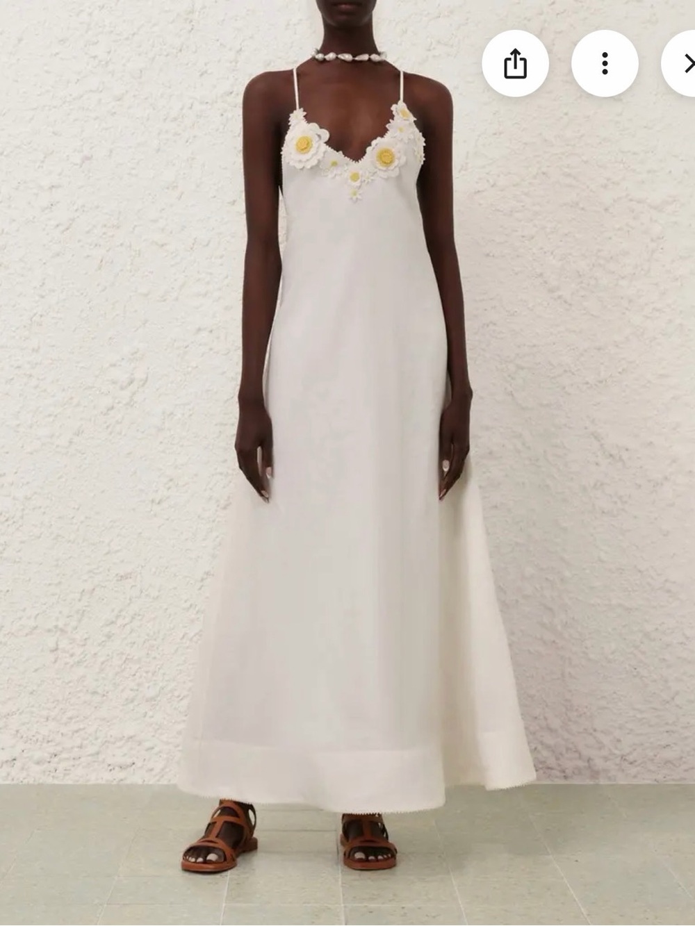 Zimmermann Ivory Slip Dress with Daisy Appliquรฉ